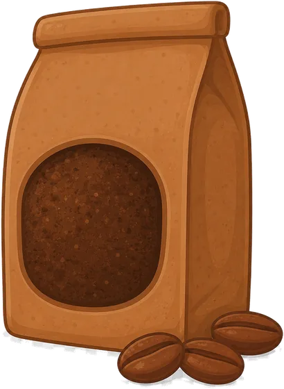 Illustration of coffee, 100%, ground roast